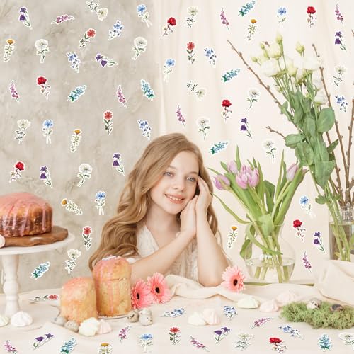 Image of Whaline 300 Pcs Wildflower Table Confetti Spring Summer Floral Flower Confetti Table Centerpieces for Birthday Baby Shower Party Decoration