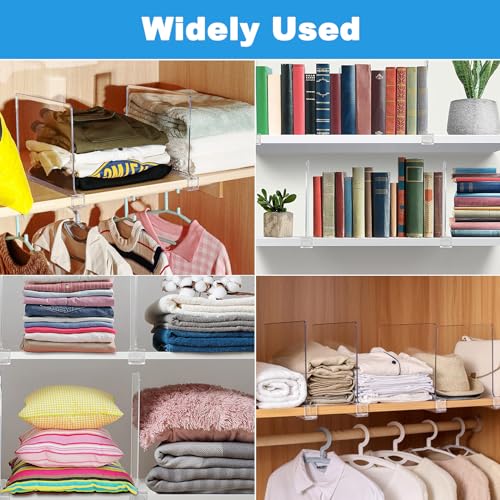 CYEER 8 PCS Shelf Dividers, Acrylic Shelf Dividers for Wardrobe, Vertical Clear Closets Shelf Separator and Organizer Clothes Dividers for Bedroom Kitchen Cabinets Shelf - Image 5