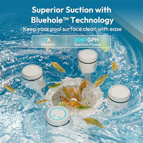 Image of (2026 New) BUBLUE F10 Pool Surface Skimmer Robot,Robotic Pool Skimmer with App Control,Powerful Suction,5L Filter,Dual Cleaning Modes, AI Navigation,Ideal for In-Ground & Above-Ground Pools,White