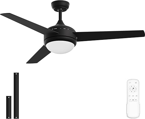 Frstem LUNA Ventilador de techo de 52 pulgadas con luz y control remoto, 3 aspas y 6 velocidades de bajo perfil, para comedor, dormitorio, sala de