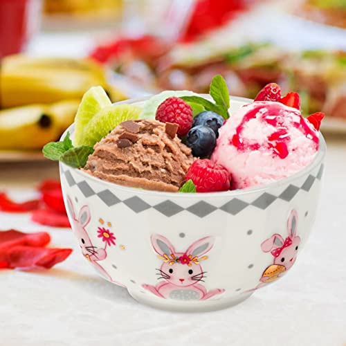Soimiss Easter Bowl Ceramic Bunny Candy Dish Easter Basket Rabbit Candy Bowl Snack Appetizers Porridge Soup Bowl Salad Bowl Spring Party Home Restaurant Use #TOP2
