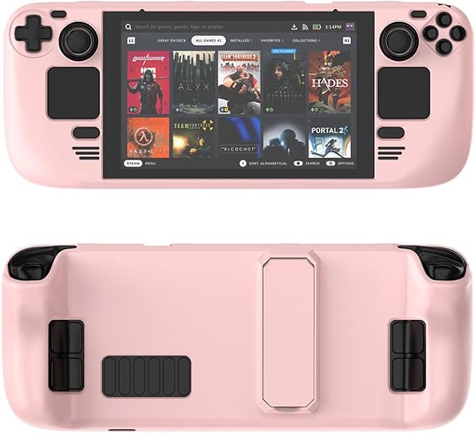 Suitable for Steam deck colorful protective case skin-friendly feel PC material protective case with stand game console accessories (pink)