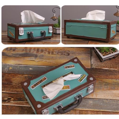 Caja de pañuelos soporte resistente de hierro retro KICHOUSE verde 3