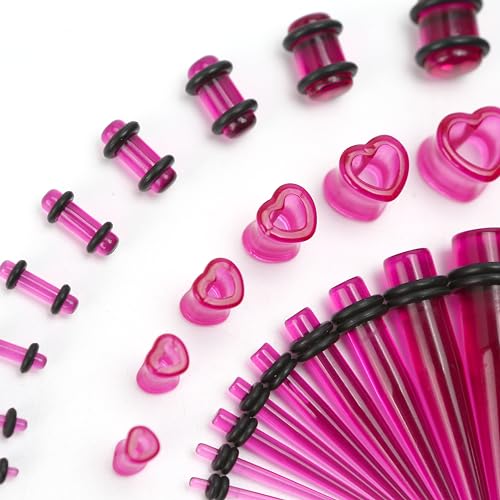 Marsrut 48Pcs Acrylic, Silicone Ear Stretching Kit: Lightweight Tapers, Heart Tunnels & Plugs For Starter Expanders | Body Piercing Jewelry Earring Gauges Gauging Set For Men thumb #6