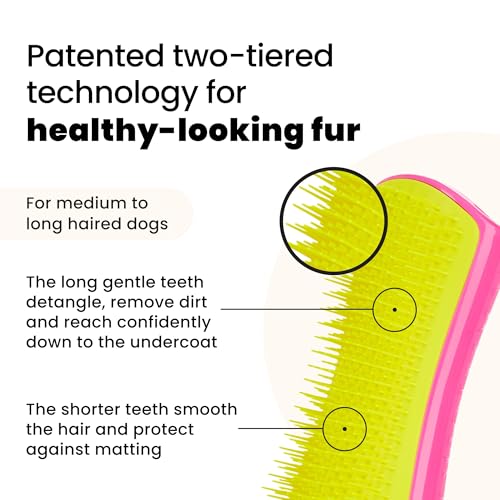 Pet Teezer, Entwirrungs- und Fellpflegebürste für Hunde, Rosa und Gelb