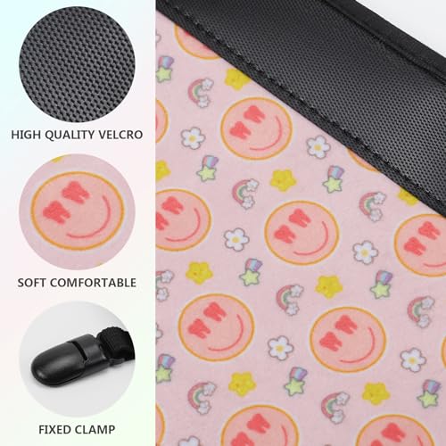 Image of 1 Pack with Fixed clamp Seat Belt Cover for Kids, Soft Comfort Car Seat Belt Covers, Cute Pattern Seat Strap Shoulder Pads for Girls and Boys (Orange Smiling)