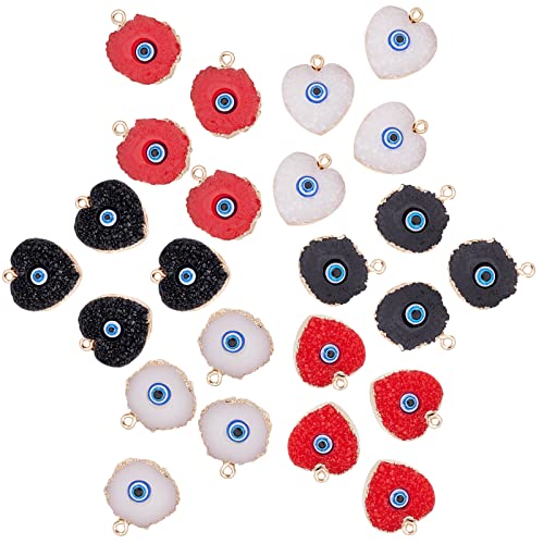 SUPERFINDINGS 24 Piezas 2 Estilos Resina Evil Eye Charms Druzy Resin Eye Colgantes 3 Colores Evil Eye Links Charms con Borde Dorado Claro para DIY Pulsera Collar Jewerly Craft Making Cover