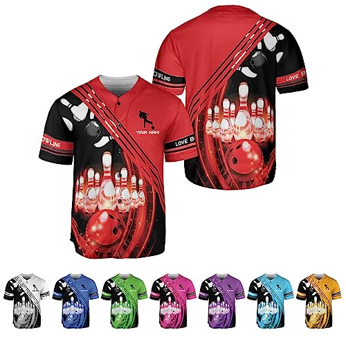HomeDesign Personalized Bowling Baseball Jersey Custom Bowling Shirts Bowling Gift Bowling Jersey Bowling Shirt Men Womens (Multi 2)