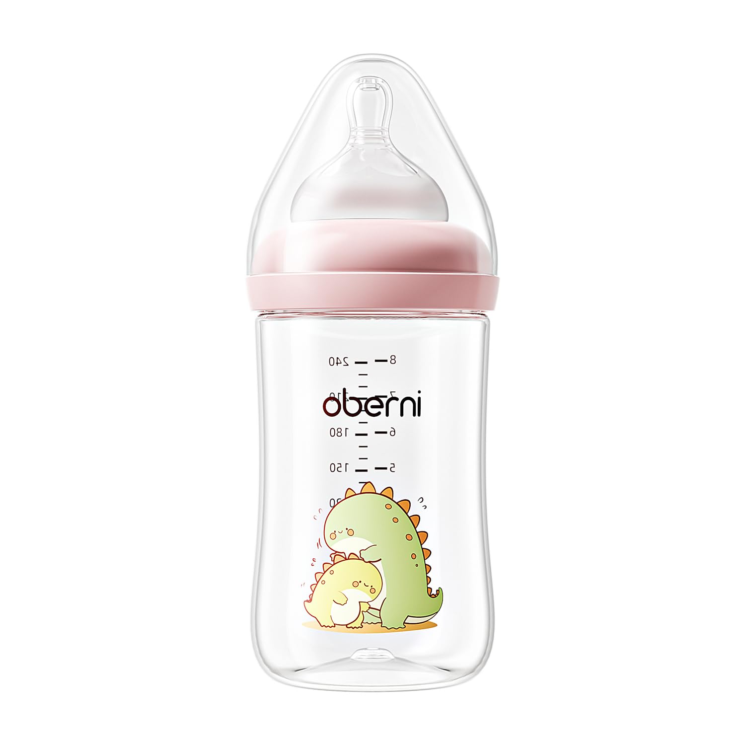 Oberni Anti-Colic Baby Bottles, 240ml / 8oz Newborn Bottle with Size 2" Medium Flow Breast Like Silicone Teat