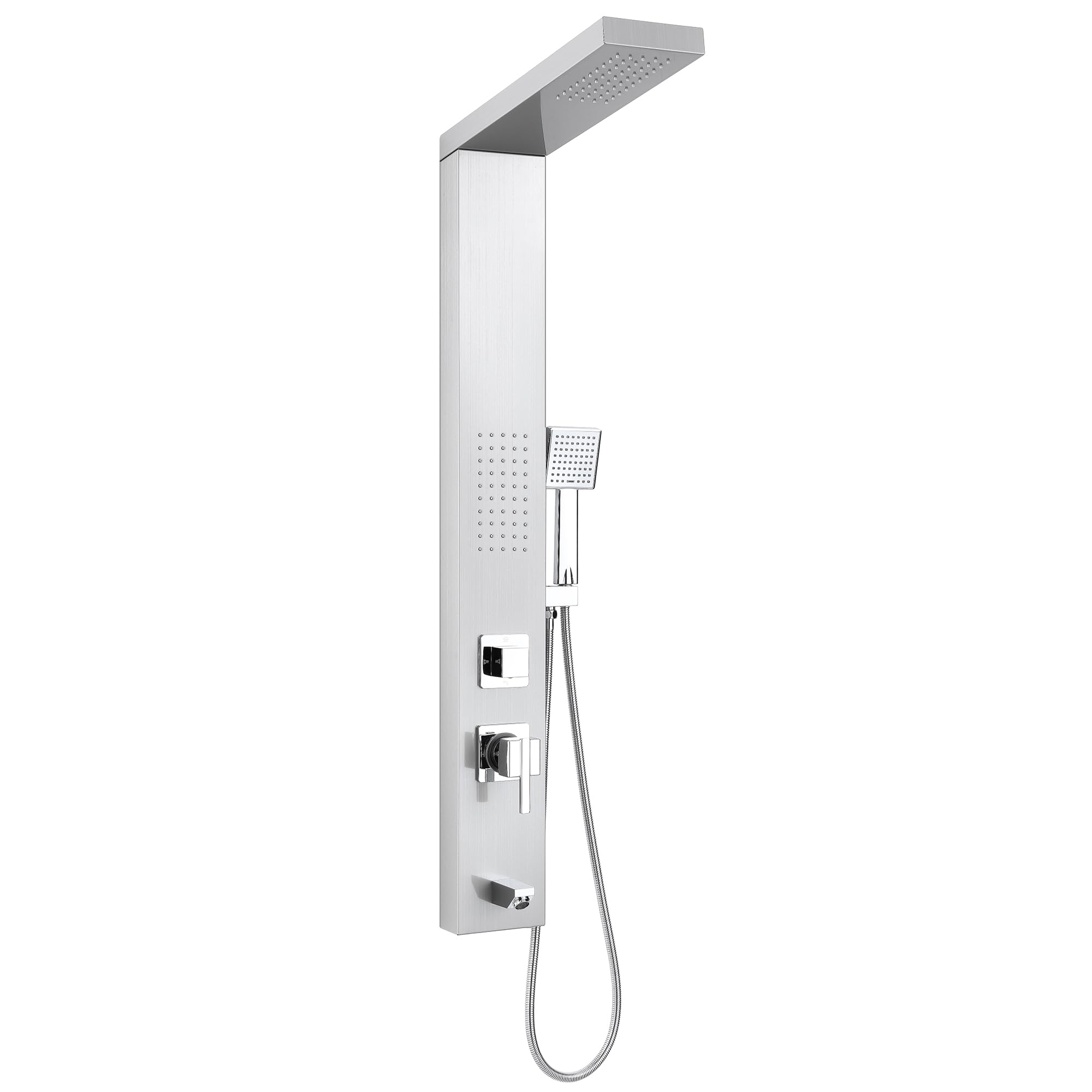 ROVOGO Sleek Shower Panel Tower System, 4 Functions, 46-1/2" H, Brushed