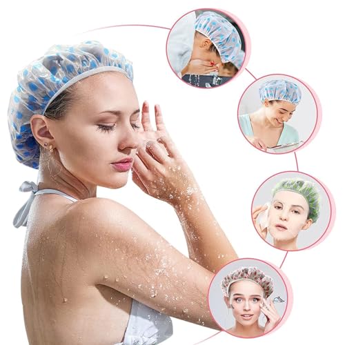 Image of Shower Cap Set of 3 for Women, Reusable Waterproof Elastic Eva Free-Size Bathroom Shower Caps - For Homes, Spas, Salons, Hair Treatment, Beauty Parlors (Multicolored and Multi-design)