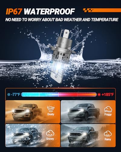 Image of SEALIGHT S1-Pro H4 LED Bulbs, 40000LM Ultra Bright, 6500K Cool White Fog Lights with Cooling Fan, Over 60000 Hours Lifespan, Quick Plug-N-Play Installation, 2-Pack