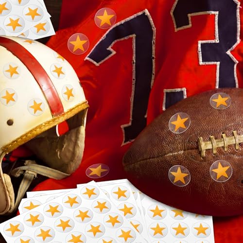 Image of Leinuosen Helmet Stickers Football Baseball Helmet Decals 1-1 /8 Inch Vinyl Sports Football Decals Self Adhesive Hockey Stickers for Hockey, Lacrosse, Batting(Clear Print Yellow, Star)