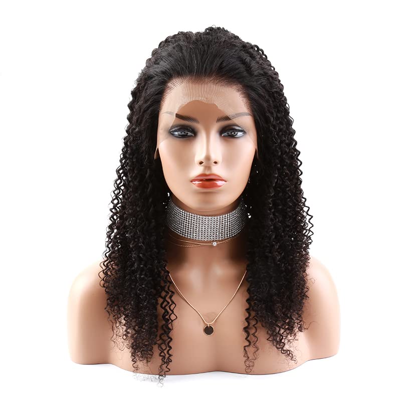 Bella Hair 130% Density Full Lace Human Hair Wigs Kinky Curly, Glueless Remy Virgin Human Hair Wig for Black Women, Dyeable Natural Color 20inch