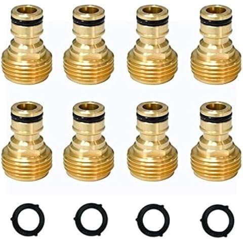 Garden Hose Quick Connector 3/4 inch GHT Brass Easy Connect Fitting Male Only (3/4" 8PCS)) Cover