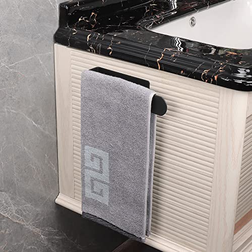 Nearmoon Hand Towel Holder/Towel Ring Strong Hold Self Adhesive Bathroom Towel Bar, Thicken Stainless Steel Towel Rack- Sticky Towel Hanger, Contemporary Style, No Drilling (Matte Black) #TOP4