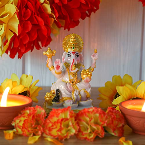 Estatua de Lord Ganesh 4.1 pulg Color Mármol miniatura 4