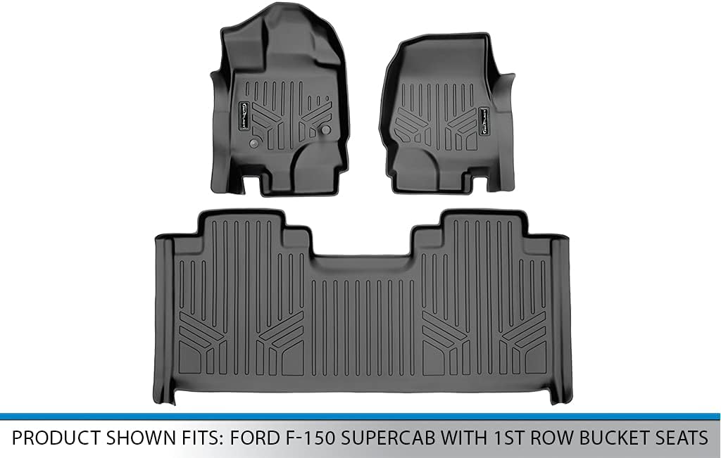 SMARTLINER Custom Fit Floor Mats 2 Row Liner Set for 2015-2025 Ford F-150