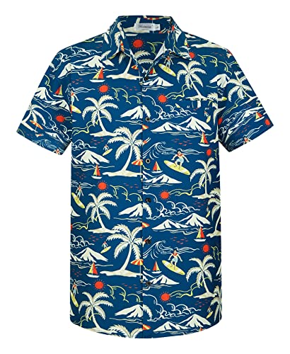 Image of Yoimira Hawaiian Shirts for Men, Print Mens Casual Short Sleeve Button Down Shirts Floral Aloha Beach Shirt
