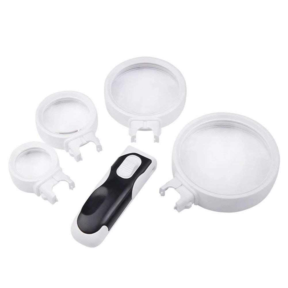 asdchZen Magnifying Glasses,Magnifying Glass Old Man Handheld Reading Magnifier With 4 Optical Hd Glass Lens 8X 10X 15X 20X Identification Amplifier With Led Lamp