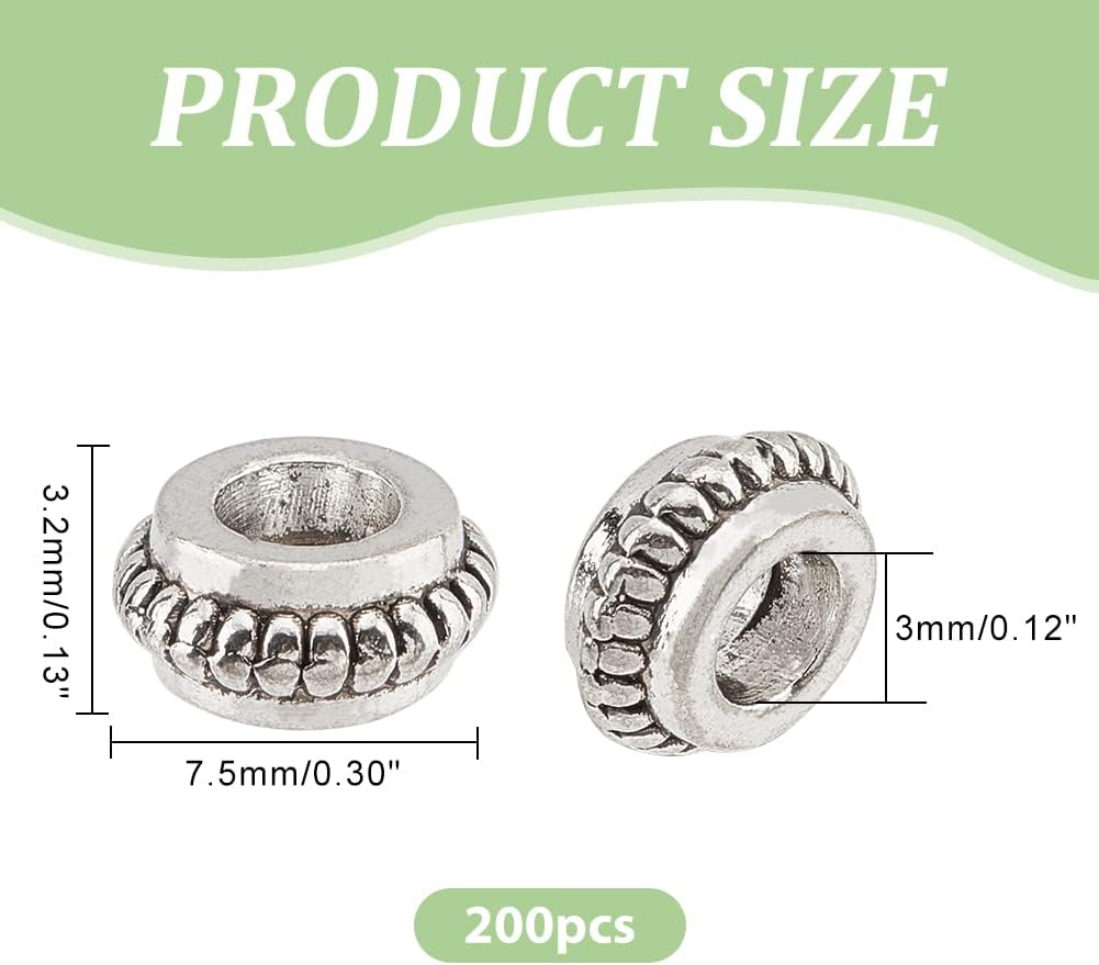 DICOSMETIC 200Pcs Flower Spacer Beads Tibetan Style Alloy Beads 7.5mm Silver Daisy Flower Rondelle Beads Small Loose Beads Spacer for Jewelry Making, Hole: 3mm - Image 2