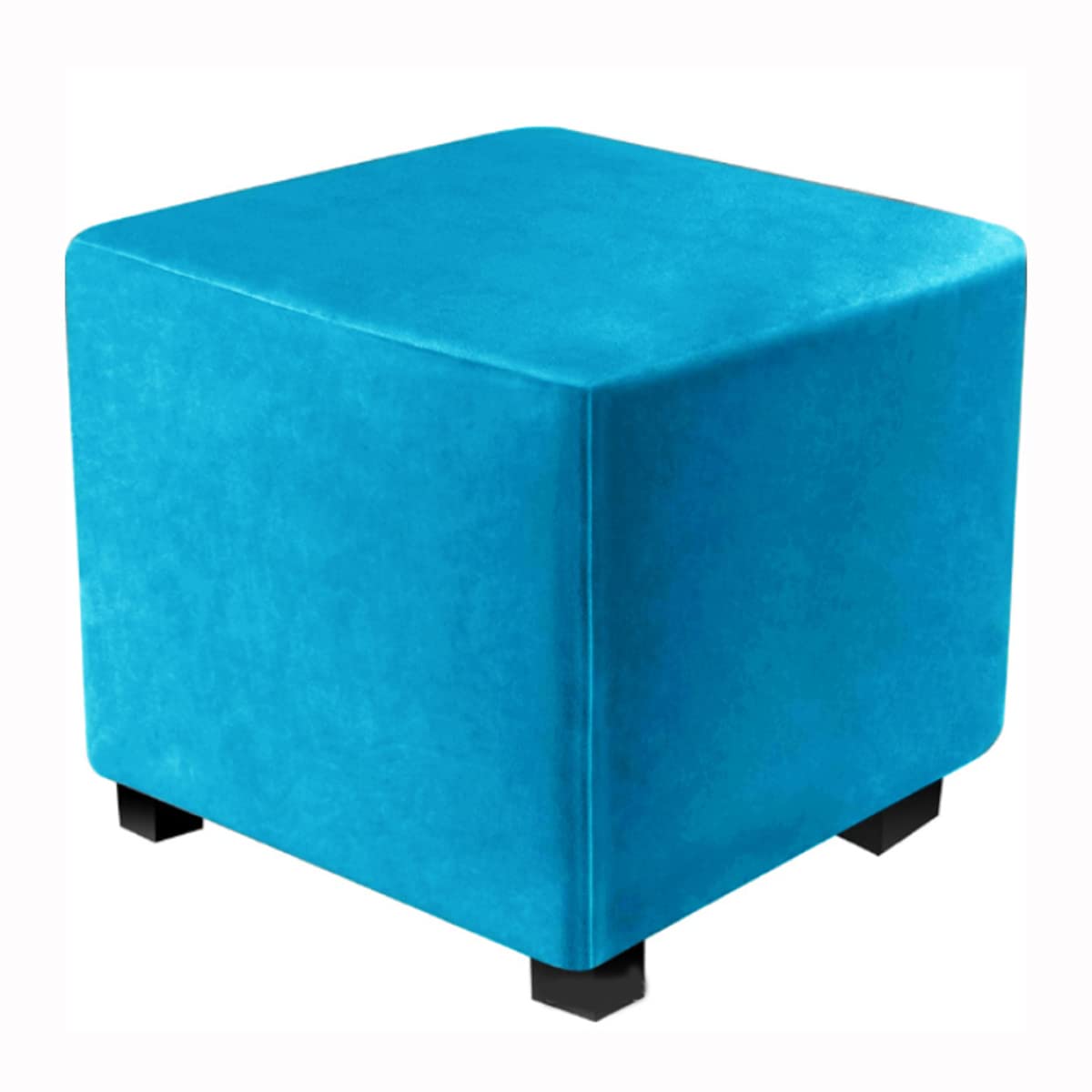 XGANGM Stretch Ottoman Covers Slipcovers Square Large Medium Velvet Ottoman Cover Square Stretch Small Footstool Cover Protector Pouffe Covers, for Square Storage Ottomans,Bluegreen,40x40cm(16x16in)