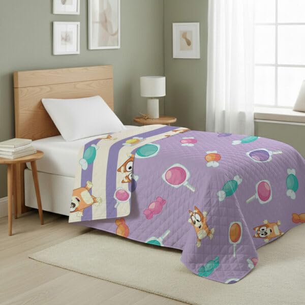 Image of Northwest Bluey Bingo Candy Land Quilted Throw Blanket - Official Cartoon Throw Blanket Featuring Bluey, for Adults Boys Girls Bed, Couch, or Playroom, 60 x 80 Inches