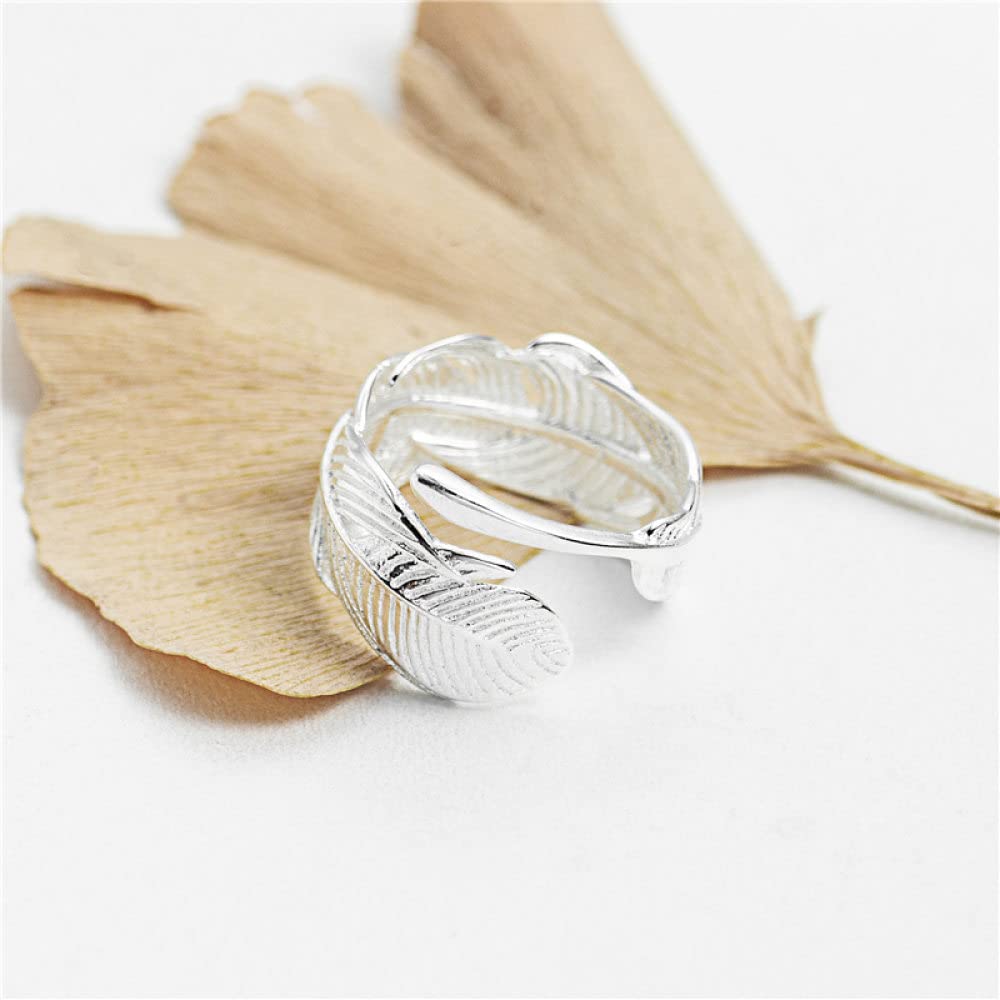 Anello Regolabile,S925 Anello Di Piume In Argento Sterling Anelli Regolabili Anello Aperto Minimalista In Argento Anello Per Il Pollice Anello Di Eternità Fascino Di Nozze Gioielli Re