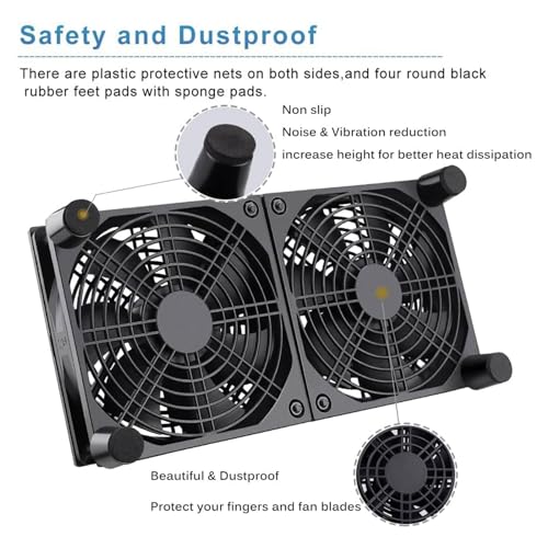 Ventilateur d'ordinateur USB double 12 cm pour refroidir les box internet et PC - 4