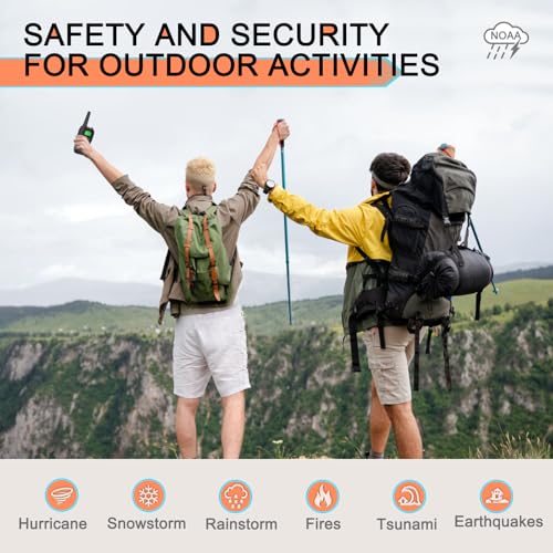 Image of MaxTalker Walkie Talkies for Adults 2 Pack Long Range Rechargeable 2 Way Radios, Hiking Accessories Camping Gear Xmas Gift for Kids with 22 FRS Channel Radios, Lamp,VOX,Li-ion Battery,NOAA | Rechargeable 1200mAh USB-C walkie talkie with NOAA, LED flashlight & VOX, Ideal for hiking, camping