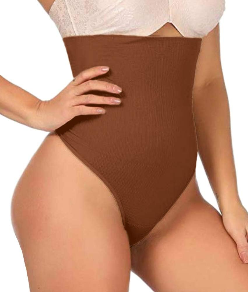 Sweet Cherry 510 THONG - Women Hight Waist Cincher Girdle Tummy Belly Slimmer Thong Panty Shapewear (XXL, Dark Tan)
