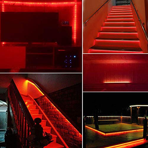 Upgraded Red Solar LED Strip Lights, 19.6ft 180 LED Strip Lights Solar Powered 8 Lighting Modes Waterproof Outdoor Accent Light for Terrace, Balcony, Garden, Patio Steps, Pergola, Courtyard