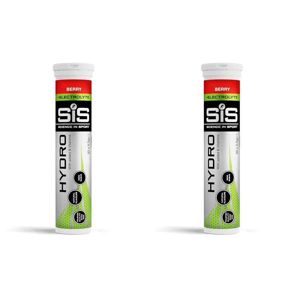 Science In Sport Hydro Hydration Tablets, Gluten-Free, Zero Sugar, Berry Flavour Plus Electrolytes, 20 Effervescent Tablets (Pack of 2)