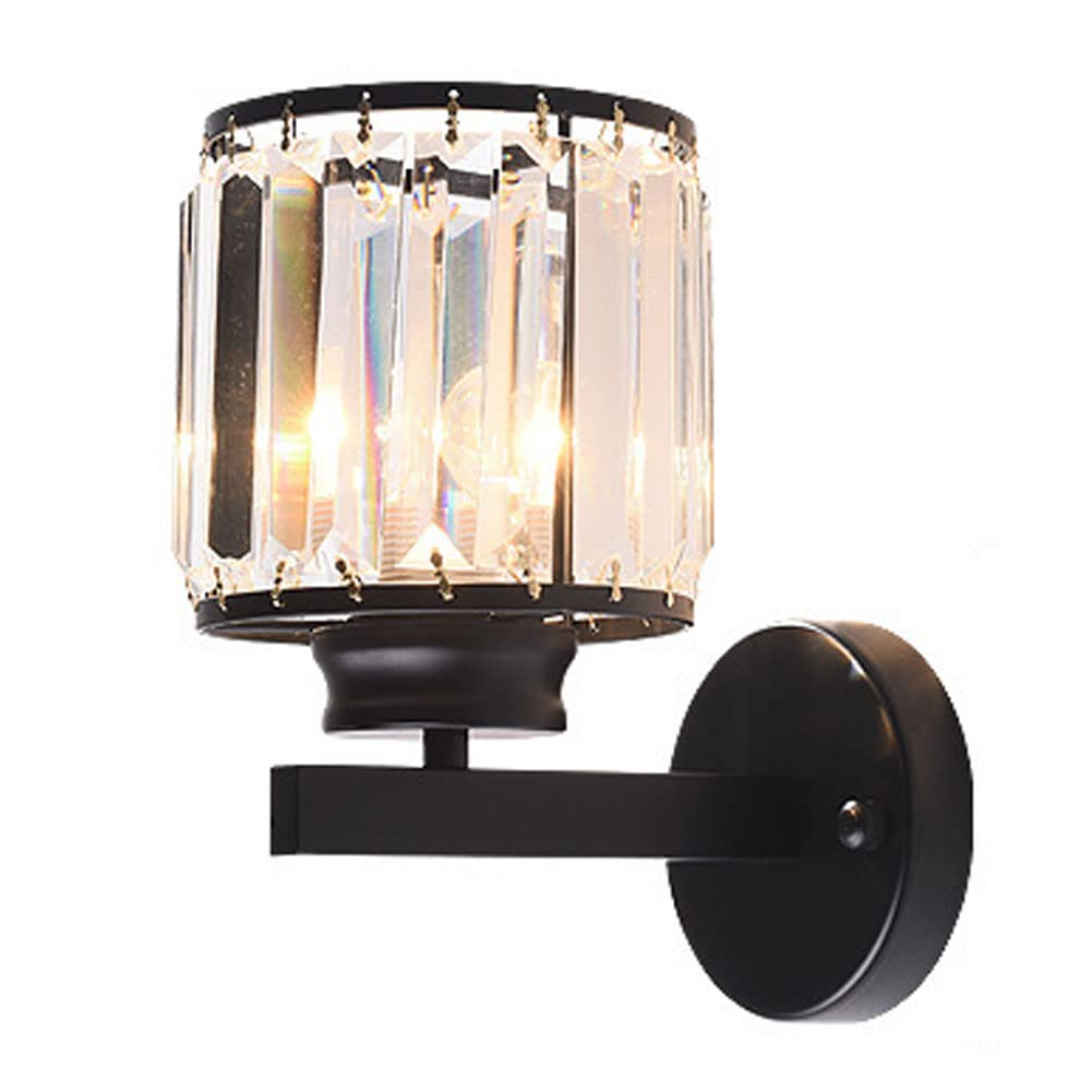 HUAYUSEDF Postmodern Crystal Glass Wall Sconce Lighting Fixtures Indoor Light Hotel Lamp Metal Mount for Aisle Living Room Bedroom Bedside (Black)(Black)