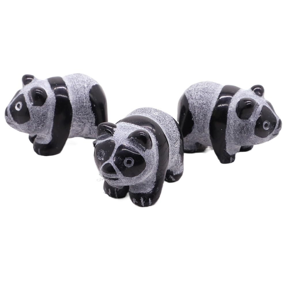 AUOQKQUT Crystal Obsidian Bear Panda Statue Animal Craft Small Ornament Home Decor Gift (Size : 3pcs)