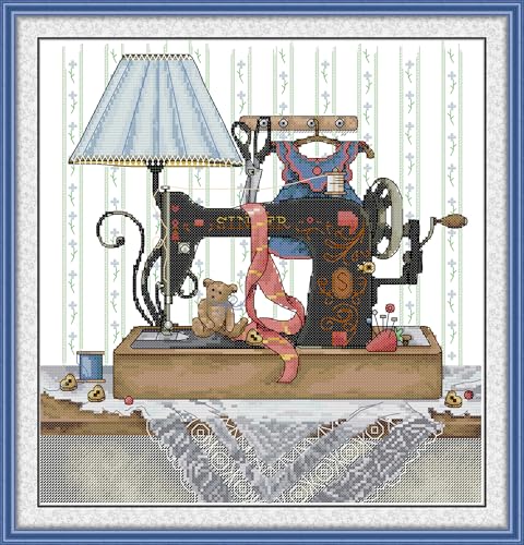 Image of CaptainCrafts Cross Stitch Kits for Adults Counted Needlework Home Decor | Unprinted 14CT Fabrics, Sewing Machine Cross Stitching, DIY Hand Embroidery, Relaxing Crafts