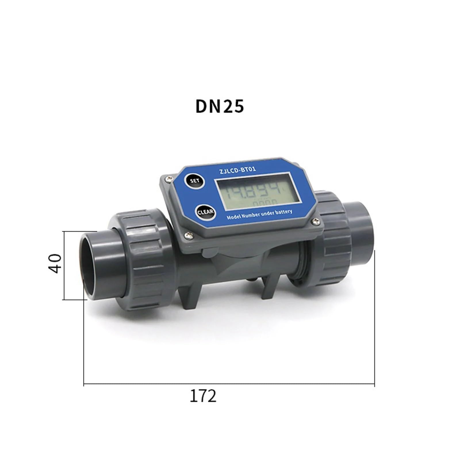 Flussometro Acqua, Misuratore di portata a turbina DN25-DN80, misuratore di portata con display digitale LCD Acqua liquida for tubi in PVC for strumento di irrigazione da giardino agricolo , Facile da
