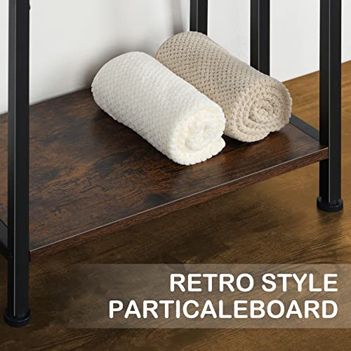 Toallero Independiente, Soporte para Mantas de 3 Niveles con Estante de Madera Marrón Rústico, Edredón con Patas Antideslizantes para Sala de Estar, Almacenamiento en Baño, 43.4CM x 27.9CM x 82CM - imagen 7