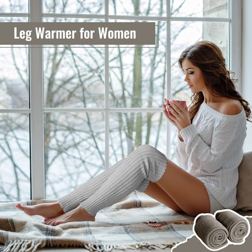 Pleneal Leg Warmers for Women - Leg Warmers 80s Ribbed Knitted Long Socks for Yoga Party Sports Fashion Accessories - Thumbnail 5
