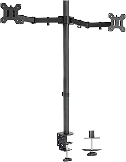VIVO Dual Monitor Stand Up Desk Mount Extra Tall 39 inch Pole, Fully Adjustable Stand for up to 27 inch Screens, Black, STAND-V012