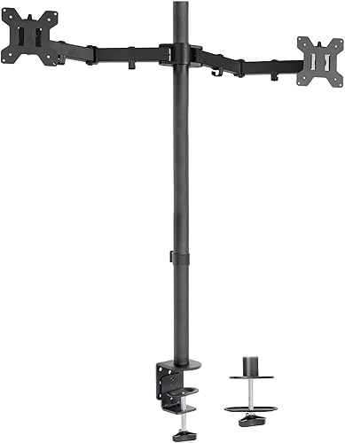 Miniatura 10 de VIVO Soporte de escritorio de pie para monitor doble, poste extra alto de 39 pulgadas, soporte totalmente ajustable para pantallas de hasta 27