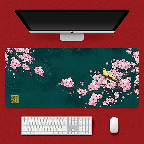 Tapis de souris XXL fleurs roses tapis gaming antidérapant grand format