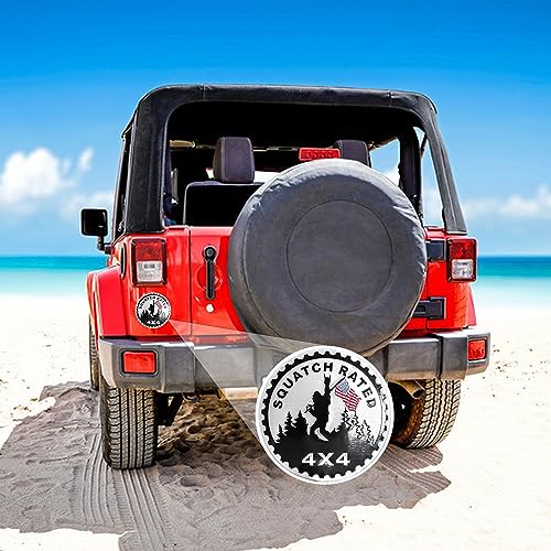 Image of Squatch 2 PCS Badge Rated Metal Automotive Badge, 3D Round Car Badges Emblems, Compatible with Jeep Wrangler Vehicles Trucks SUV RV