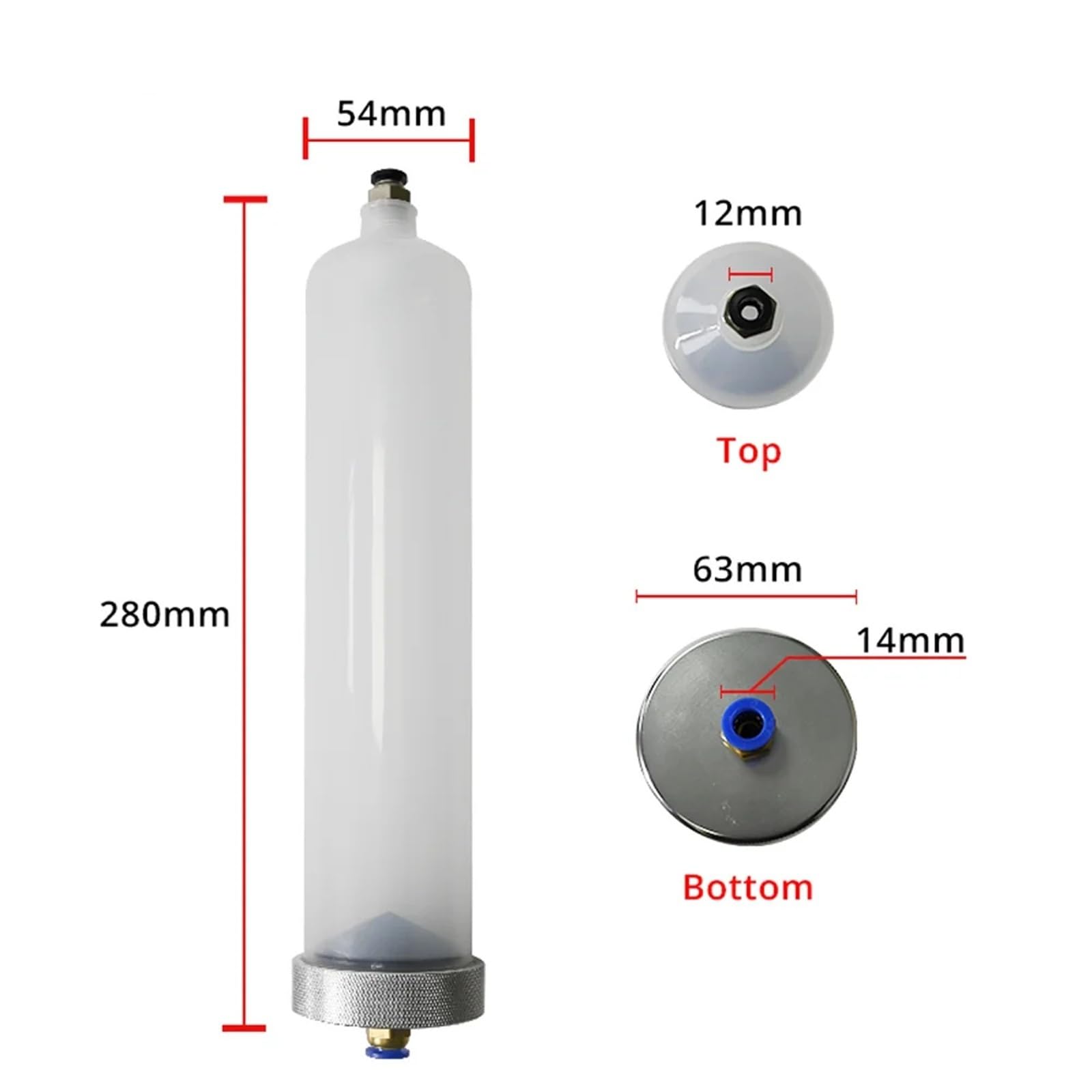 Kompatibel for 3D-Drucker, Ton-PP-Material, Zylinder 0,5 l, mit Deckel und Stopfen-Zubehörteilen(1PC 0.5L)