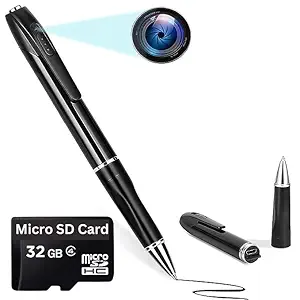 DDLC Pen Smart Wireless Camera 85 Minutes Pen Battery Life with 32GB Card Mini Slim Body Pen 1080p Camera Video Audio Recording (Pen Camera)