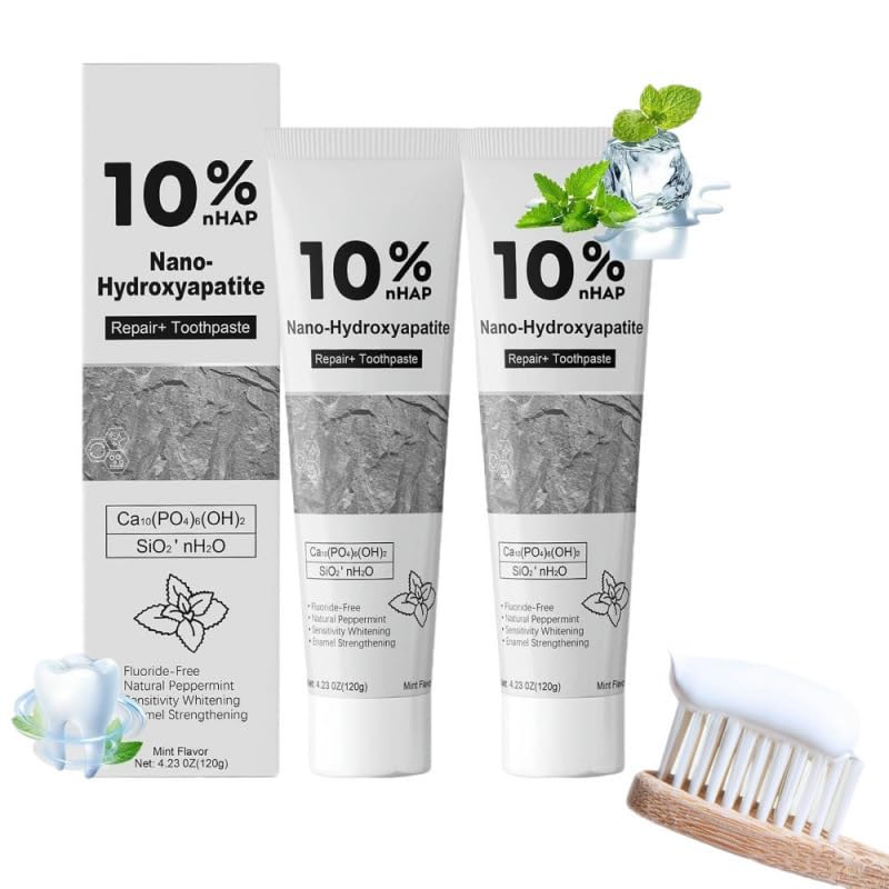 Pasta Dental Reparadora con 10% de Nano-Hidroxiapatita | Sin Flúor | Cuidado del Esmalte y Dientes Sensibles | Menta Natural