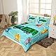 Müllwagen Bettwäsche 135x200 für Jungen,Retro Grüner Müllwagen Bettwäsche Set für Kinder Jugendliche Mädchen Zimmer Dekor,Bunte Recycle Mülltonnen Bettbezug Mülltrennung Bett Set mit 1 Kissenbezug