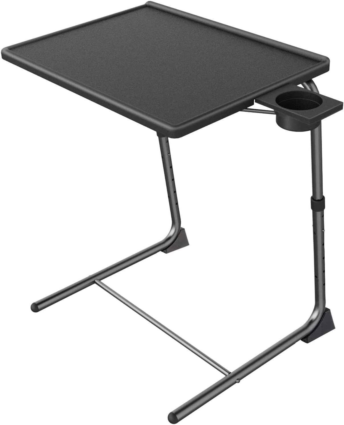 HUANUO Adjustable TV Tray Table - TV Dinner Tray on Bed & Sofa, Comfortable Folding Table with 6 Height & 3 Tilt Angle Adjustments (Black)