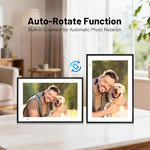 Image of Digital Picture Frame, 10.1 Inch Picture Frame with 1280*800 HD IPS Touch Screen, Smart Digital Photo Frame Built-in 32GB Memory, Auto-Rotate Easy Setup to Share Photos or Videos via AiMOR APP (Black)