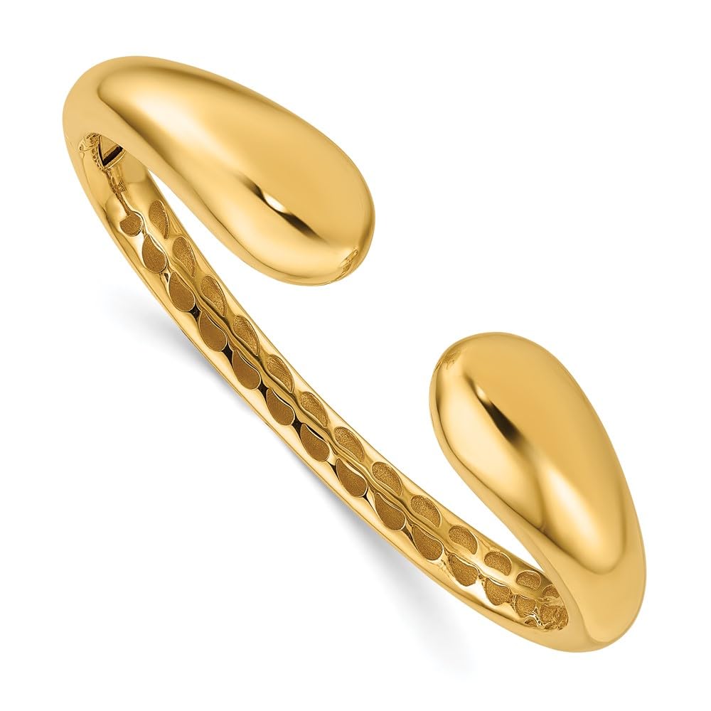 14k Yellow Gold Graduated Teardrop Cuff Bangle Bracelet Hinged Design Real Gold Gift